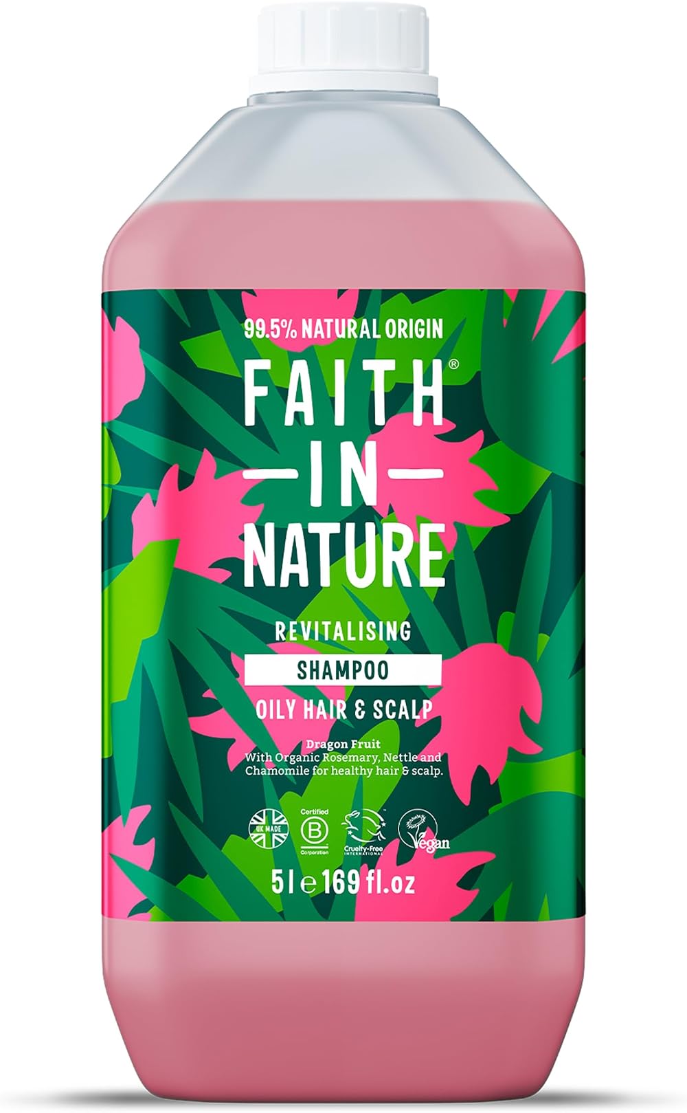 Faith In Nature Dragon Fruit Shampoo 5L Refill Oily Hair Vegan No SLS Silicones