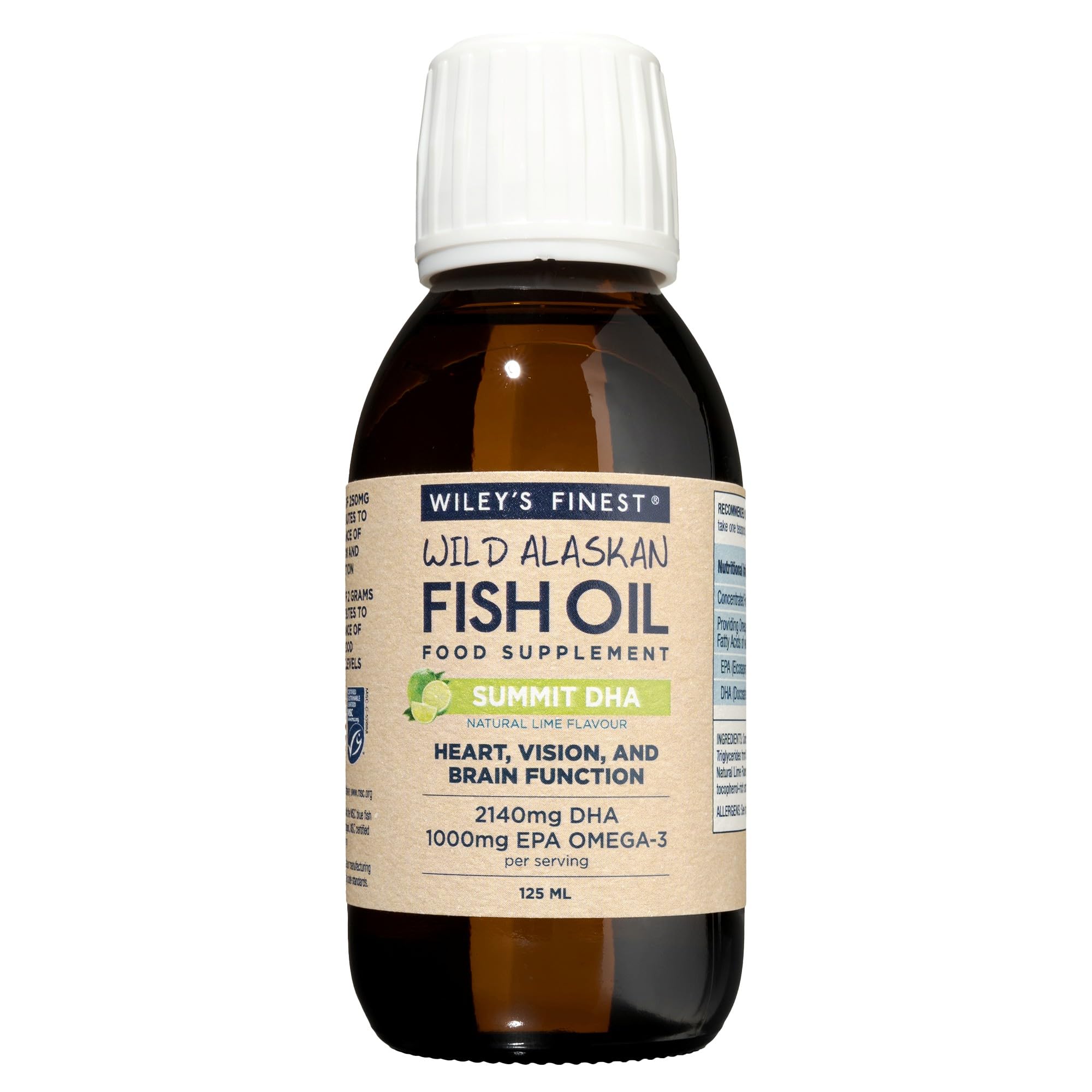 Wiley's Finest Wild Alaskan Fish Oil Summit DHA Liquid - 2140mg of DHA and 460mg of EPA Omega-3s - Citrus Flavored Liquid Supplement - 4.23 Oz (25 Servings)