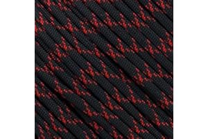 West Coast Paracord Multi Color Nylon Military Paracord 550 Type III 7 Strand Utility Cord Rope - 100 Foot Hanks (Black with Imperial Red X)