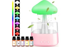 MRIYKIO Rain Cloud Humidifier Water Drip, Mushroom Rain Cloud Diffuser, Raining Cloud Night Light with Rain 7 Changing Colors, Desk Bedside Cloud Lights for Sleeping Relaxing Mood
