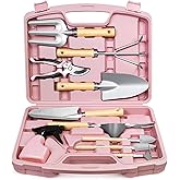 Grenebo 12-Piece Womens Gardening Tools Gift Set, Rust-Proof & Heavy-Duty Garden Tools with Durable Carrying Case, Fashionabl