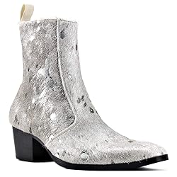 OSSTONE Men Chelsea Ankle Boots Leather Pony Hair