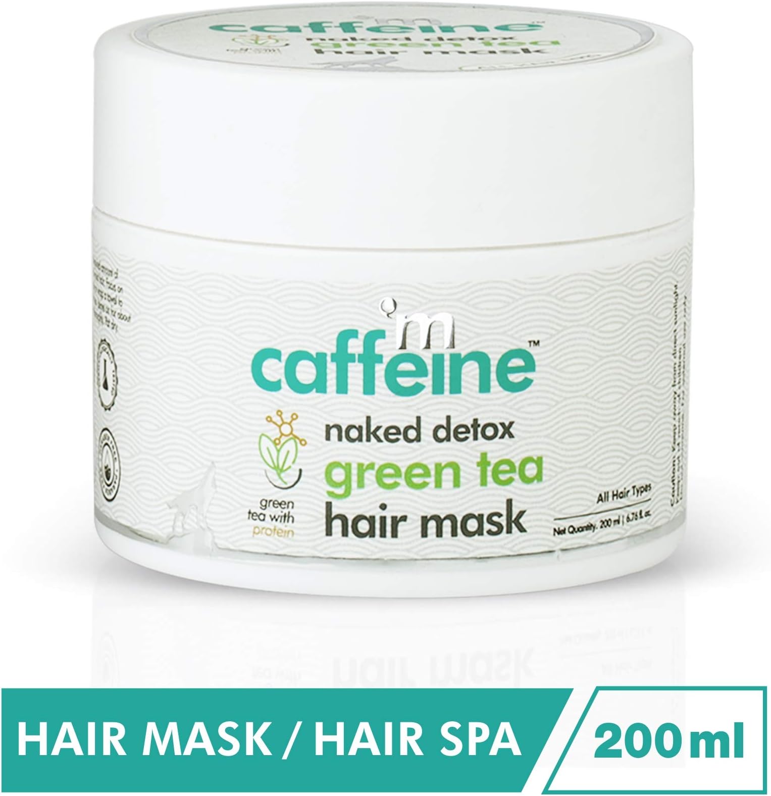 mCaffeine Naked Detox Green Tea Hair Mask | Protein, Argan Oil | Hair Strengthening | All Hair | Silicone & SLS Free | 200 ml