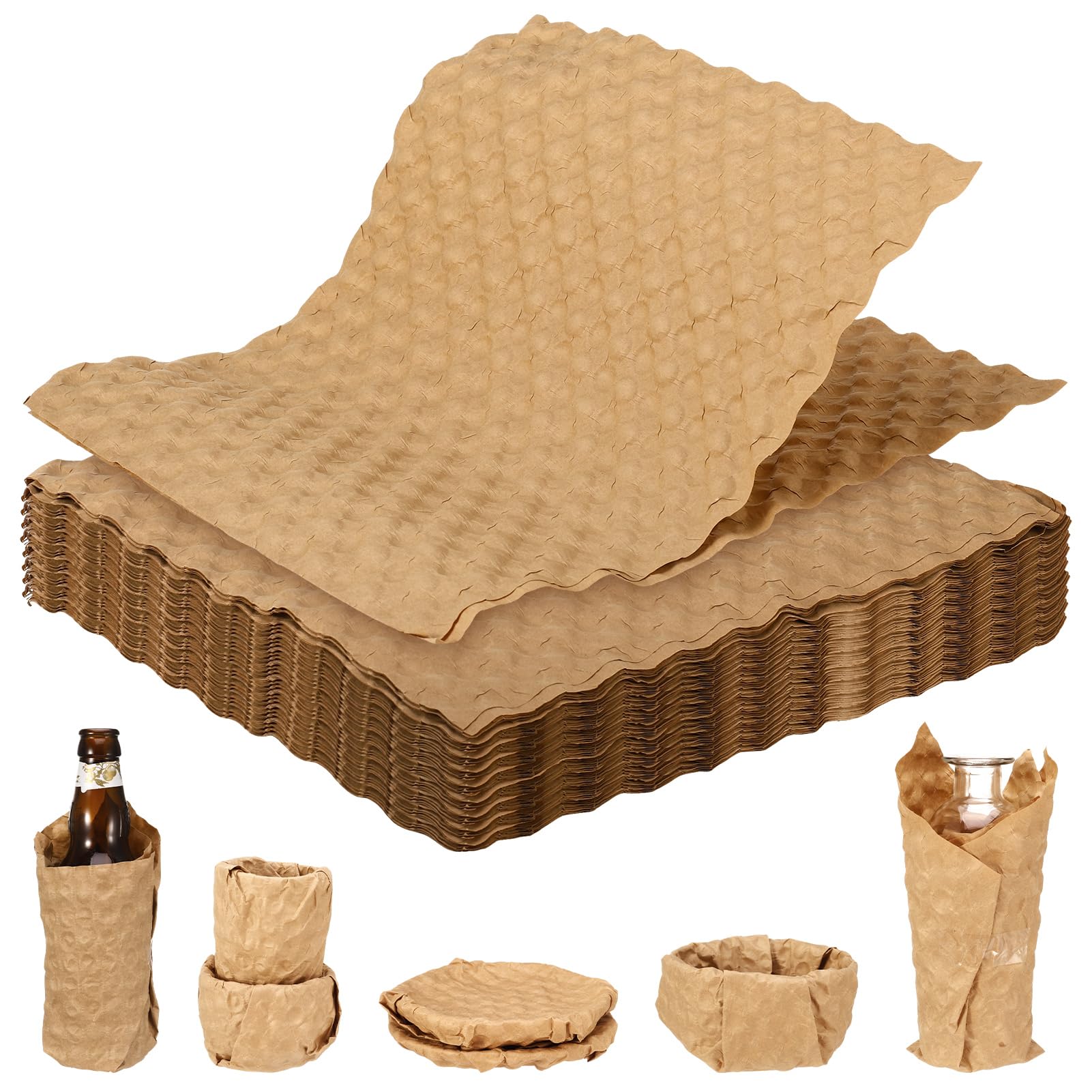 60 Pcs Paper Bubble Wrap, Cushioning Wrap 29 * 30 CM Packing Supplies for Storing Delicate Items Moving Shipping, Alternative to Plastic Bubble Filler for Moving Boxes