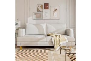 LIVING&GIVING Loveseat Sofa Couch for Living Room with USB Type C Ports – Beige Upholstered 70" Small Couches for Bedroom, Office or Apartment–Modern 2-Seater Deep Seating with Soft Cushions & Sturdy Frame