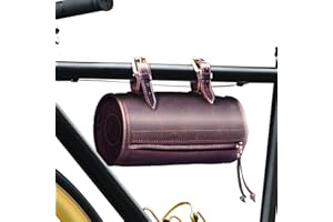 RAW HYD Full-Grain Leather Handlebar Bags for Bicycles - Vintage Style Bike Bag Handlebar - Leather Motorcycle Tool Bag for Everyday Storage - Accessories for Motorcycle Riders w/Multi-Mount Pouch