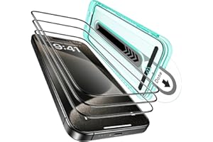 ESR 3+1 Pack Armorite Screen Protector Set for iPhone 15 Pro Max, Black Edge Ultra-tough Tempered Glass Film with Flawless Fi