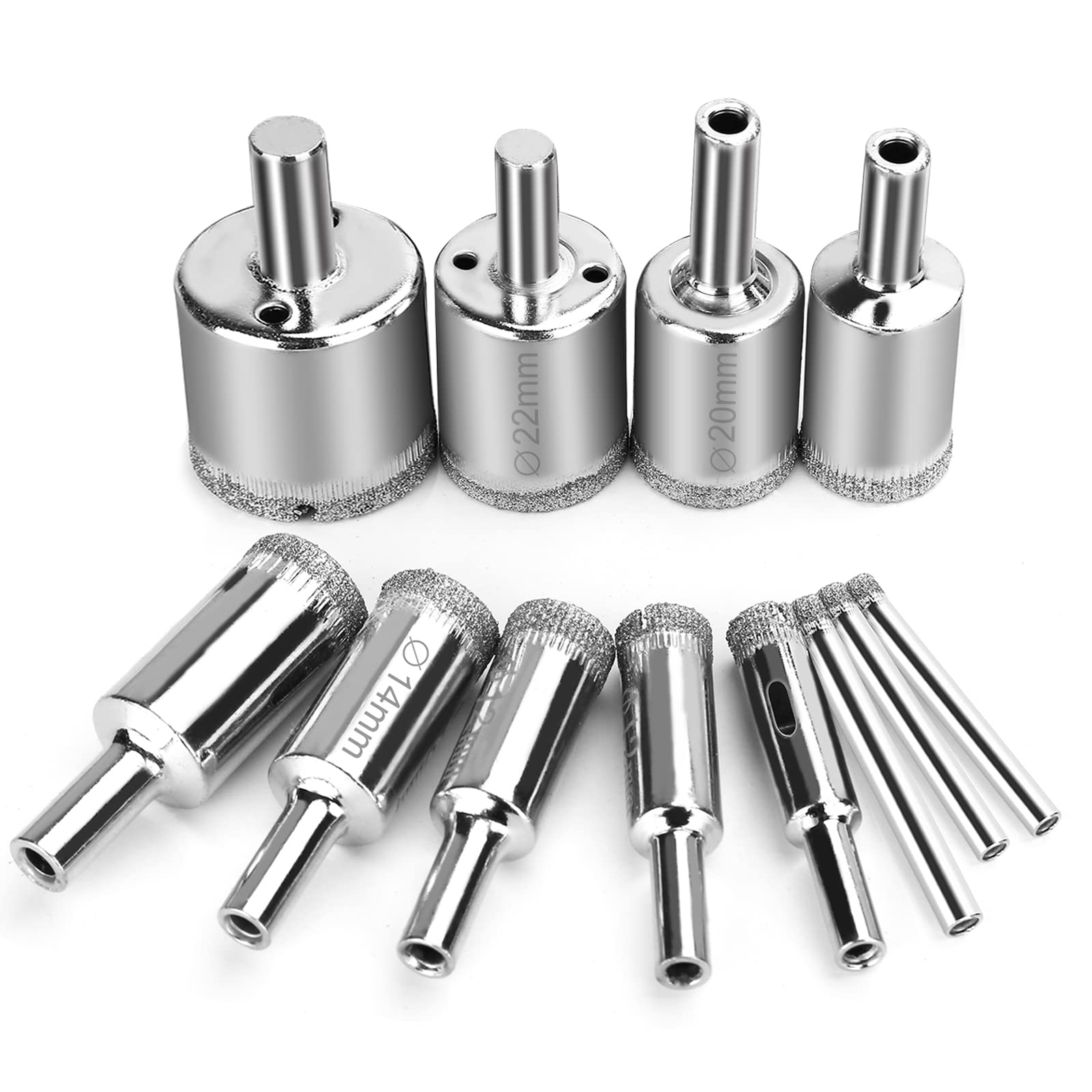 Photo 1 of 12 Pcs Diamond Drill Bits for Ceramic, Diamond Hole Saw Drill Bit Set Kit, Premium Glass Drill Bit for Bottles, Pots, Marble, Granite Stone, Tile Cutting 0.16 Inch - 1.18 Inch?4 mm - 30 mm? YLYL