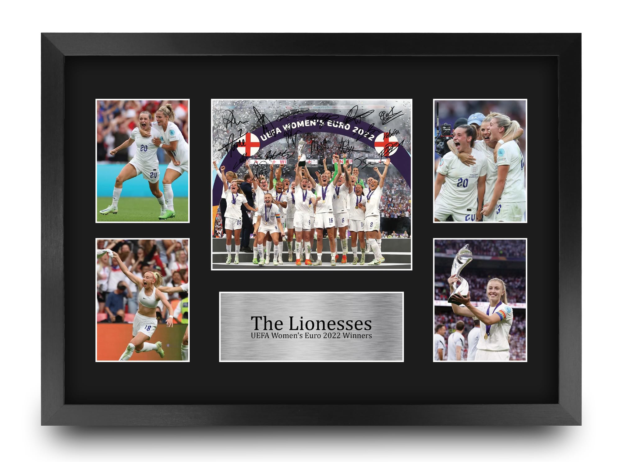 HWC Trading Euro 2022 Womens Champions Printed Memorabilia Signed Autograph Photograph Display for Womens Football Fans and Supporters - A3 Framed