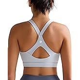 RUNNING GIRL Sports Bra for Women,Y Back Molded Cup Strappy Running Sports Bra with Sewn in Pads