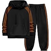 TALLWH Boys Clothes 2 Piece Color-Block Striped Boys Outfits Hoodies Sweatshirt Pants Set Fall Winter Kids Clothes 3-8 Years
