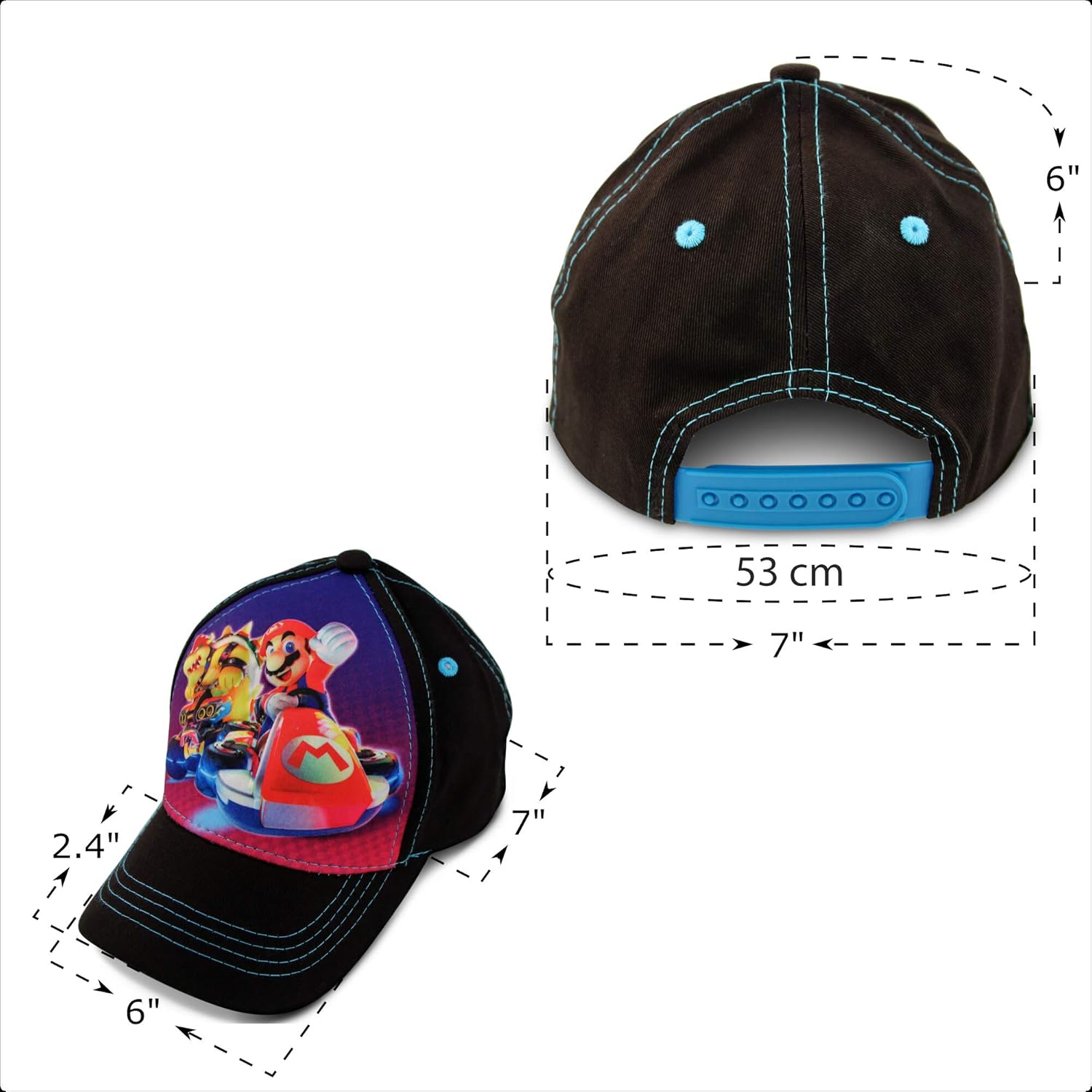Nintendo Boys Super Mario Cotton Baseball Cap (Size 4-7): Clothing