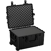 Condition 1 25" Large Rolling Hard Travel Storage Case Model 286 with Wheels and Handle, Waterproof TSA Friendly, Made in USA, 24.58"x19.58"x14.60" Black