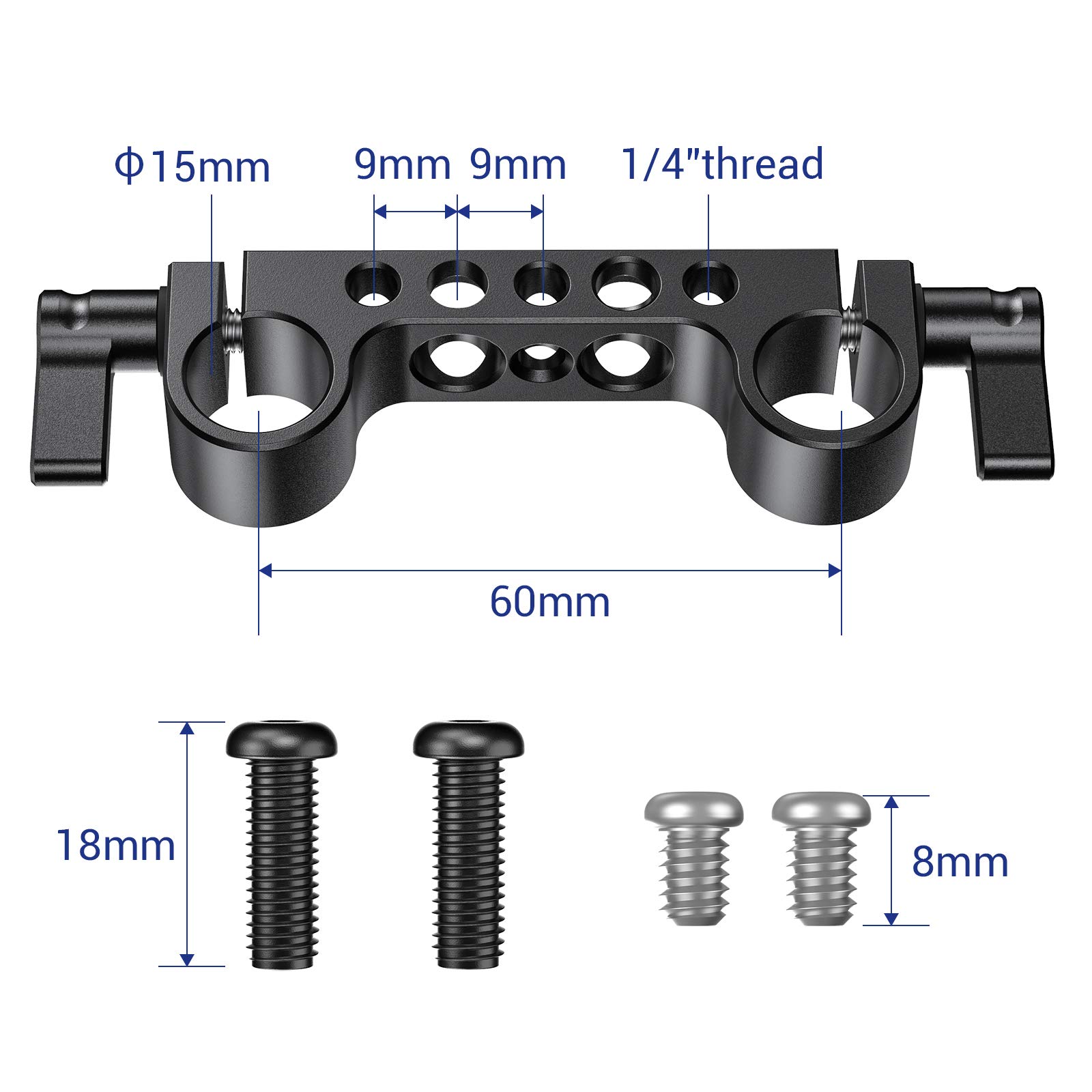 SMALLRIG Super Lightweight 15mm Railblock, Rod Clamp with 1/4