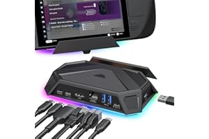 JSAUX RGB Docking Station for Steam Deck (OLED)/ROG Ally/Legion Go, 8-in-1 Dock for Steam Deck 4K@60Hz HDMI, Gigabit Ethernet