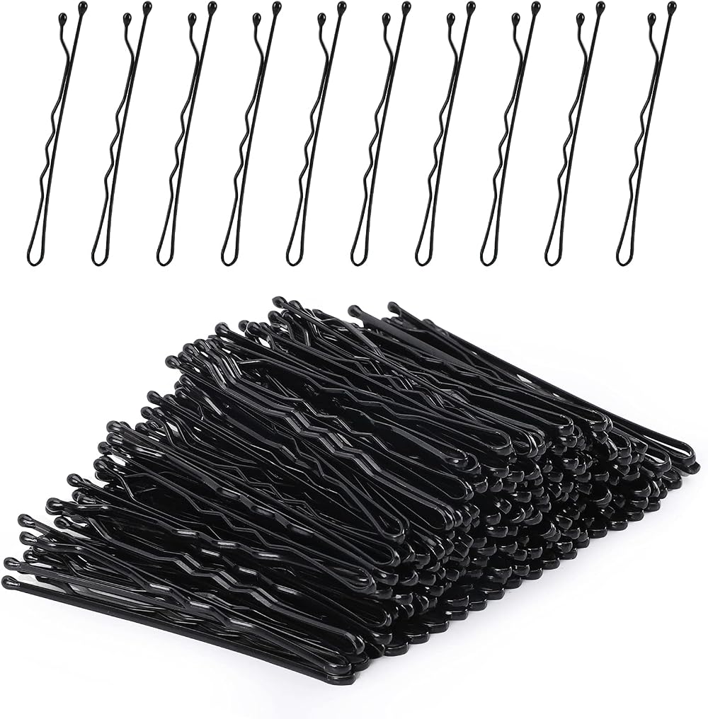 Laicky 200 Count Black Bobby Pins with Box Hair Grips Wave Clips 5.2cm