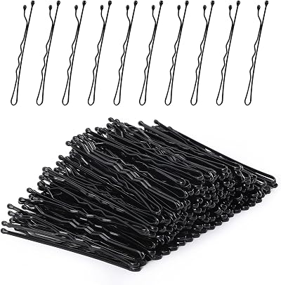 Laicky 200 Count Black Bobby Pins with Box Hair Grips Wave Clips 5.2cm
