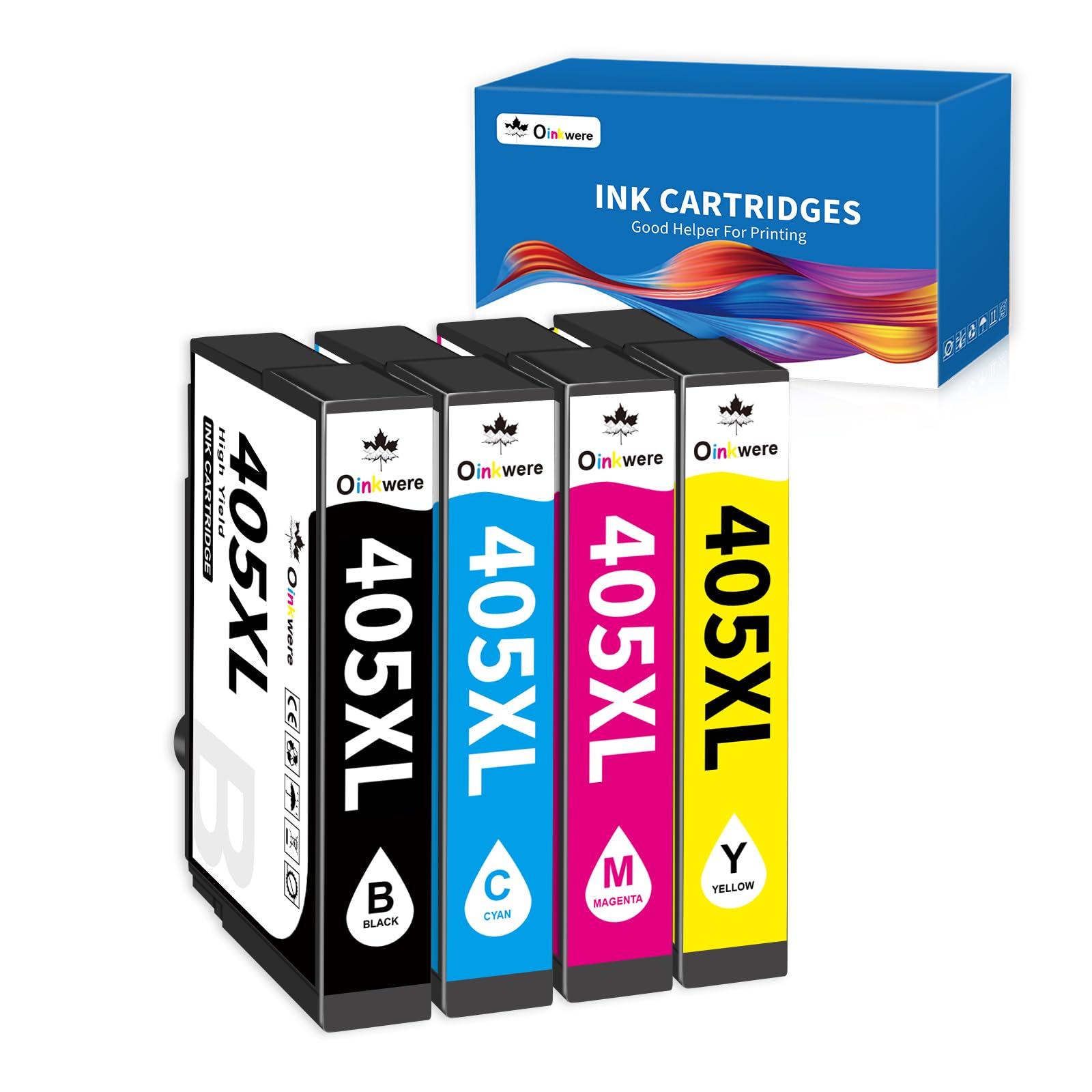 OINKWERE 405XL Ink Cartridges Multipack Replacement for Epson 405 Ink Cartridges 405 XL for WorkForce Pro WF-3820DWF WF-3825DWF WF-4820 WF-4825 WorkForce WF-7310 WF-7830 WF-7835 WF-7840 (4-Pack)