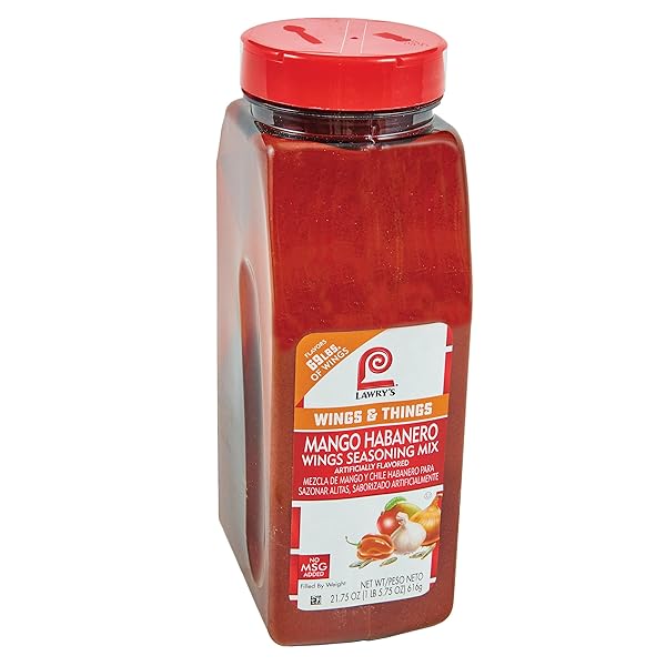 LAWRY’S MANGO HABANERO WINGS SEASONING MIX, 21.75 OZ – ONE 21.75 OUNCES OF MANGO HABANERO DRY RUB SEASONING FOR A SWEET, SPICY FLAVOR – BEST ON CHICKEN WINGS AND FRIED FOODS