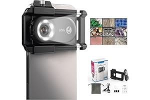 【2024 Upgraded】 DALYANGDA Phone Microscope Lens, Nano Zoom 200x for iPhone, Nanozoom for iPhone,Nanozoom 200x Magnification Zoom, Nanosight x200,12 LED Modes,CPL Lens,Stable(Black)