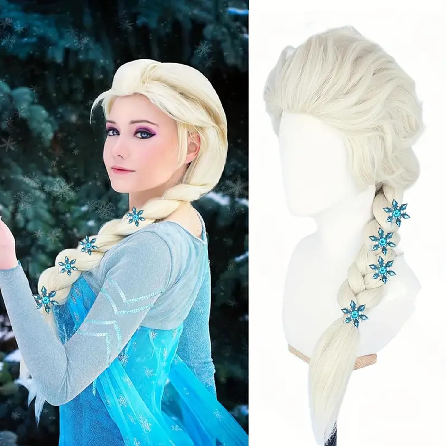 Creamily Platinum Blonde Braided Princess Wig for Women - Perfect for Cosplay, Costume Parties, and Halloween Gifts 24 Inches