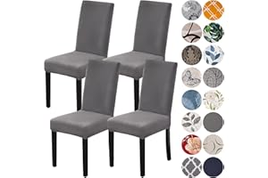 HZDHCLH Grey Chair Covers for Dining Room 4 Pack,Stretch Spandex Chair Slipcovesr Set of 4,Washable Anti-dust Chair Seat Cover for Kitchen,Wedding,Party