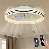 Cainjiazh Ceiling Fans with Lights 20" Fandelier Modern Ceiling Fan Dimmable Low Profile Ceiling Fan Flush Mount Bladeless Ch