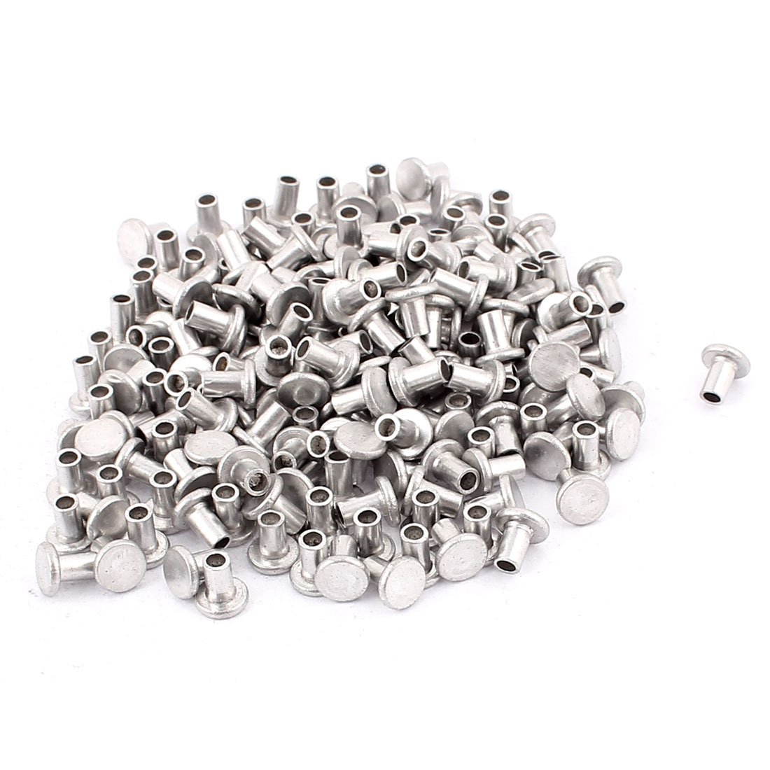 Sourcingmap 200 Pcs M4 x 6mm Aluminum Flat Head Semi-Tubular Rivets Silver Tone
