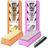 Shapton Kuromaku Whetstone Sharpening Stone Set, Japanese 1000 &amp; 5000 Grit Knife Sharpening Stones with Knife Sharpening Angle Guide for Kitchen &amp; Chef&rsquo;s Knives