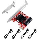 LTERIVER PCIE 3.0 X1 to 4-Ports Serial ATA/SATA 3.0 Host Controller, Plug and Play on Windows OS, MAC OS and Linux Kernel Sys