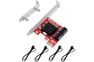 LTERIVER PCIE 3.0 X1 to 4-Ports Serial ATA/SATA 3.0 Host Controller-Plug and Play on Windows OS, MAC OS, and Linux Kernel Sys