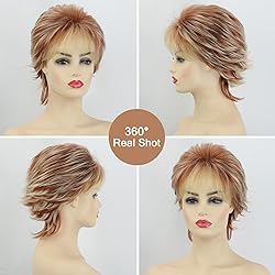 TISHINING Short Mixed Blonde Pixie Cut Wigs for