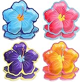 FYSUIMU 40 Pcs Hibiscus Floral Paper Plates Colored Hawaiian Flower Shape Disposable Plates 9 Inch Summer Party Tableware for Tropical Luau Holiday Table Decor Supplies