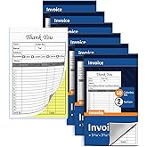 6Packs Thank You Receipt Book with Carbonless Copies, 300-set | 2 part with carbonless 5.5 x 3.5 in Invoice Receipt Book for Small Business - White/Yellow