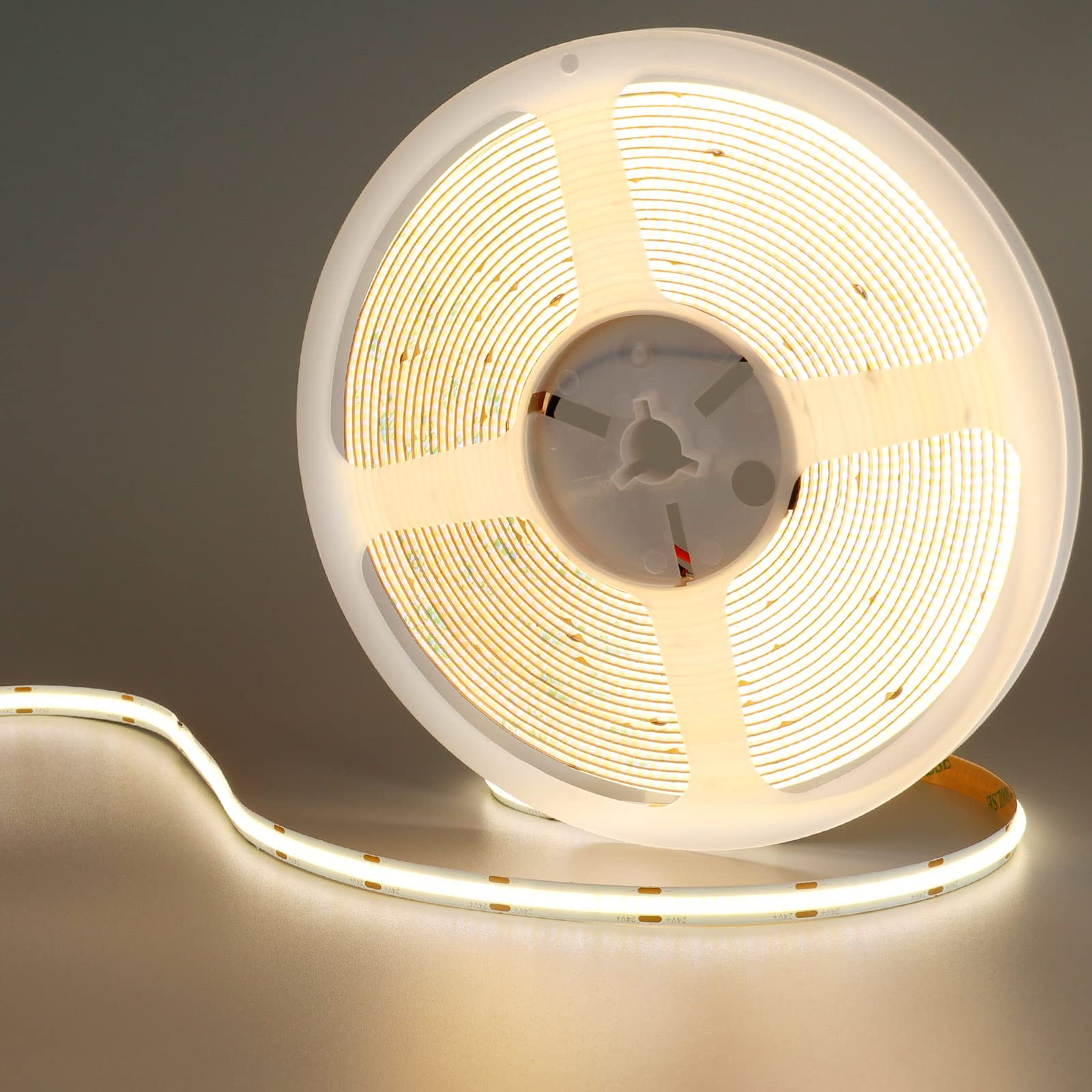GOMING 32.8ft(10M) 24V COB LED Strip Light Natural White 4000K CRI 93+ 6800lm Uniform Glow 384LEDs/M Not Waterproof IP20 Flexible LED Tape Lights for DIY Cabinet Bedroom Home Decor(No Power Supply)