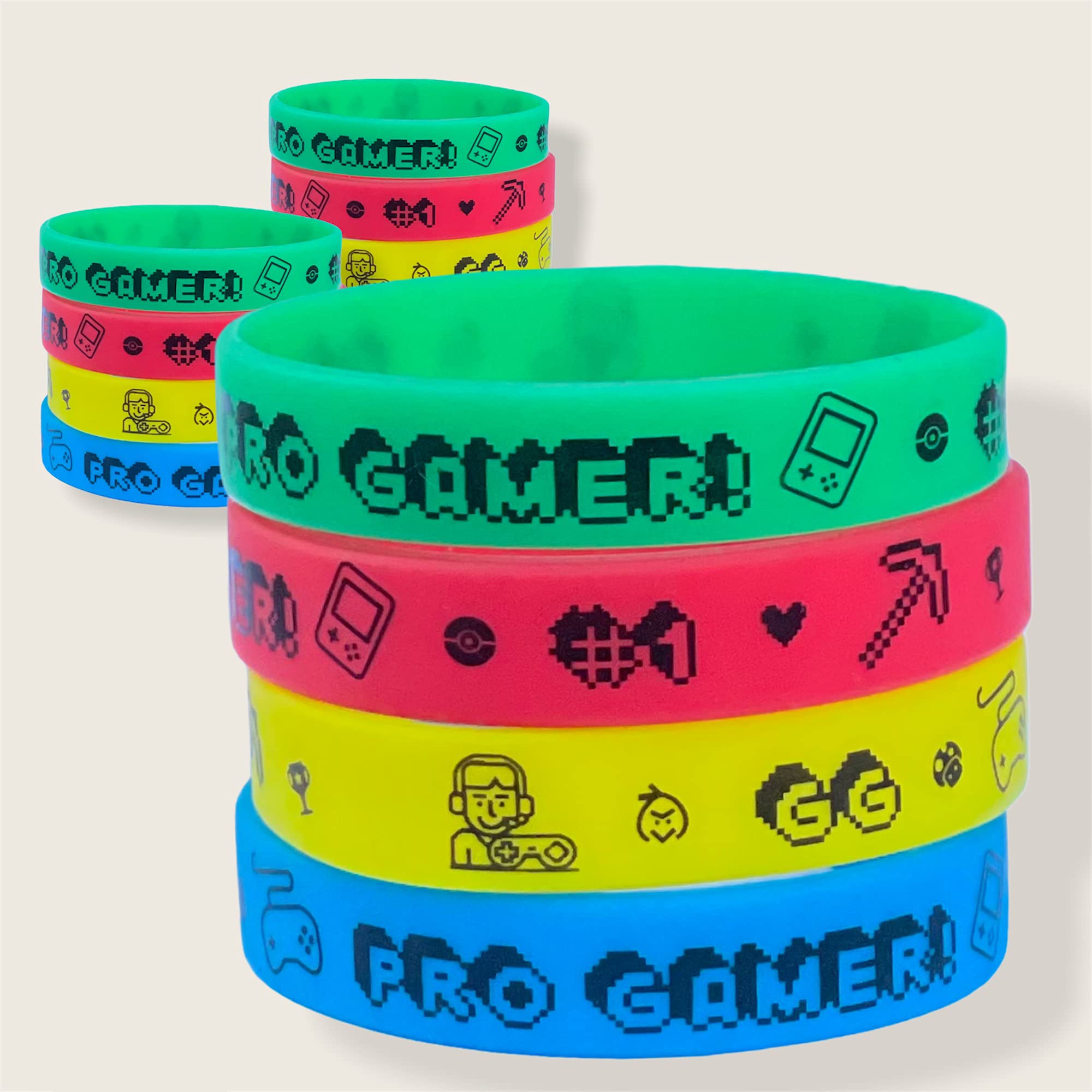 Generic Gamer Natural silicone Wristbands/bracelets (Kids fit 60mm) - Pocket money gift or Party bag fillers, favours, Loot, Supplies - (20 Wristbands)