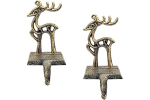 MEDOORE 2 Pieces Reindeer Christmas Stocking Holder Christmas Hooks Skid Mantel Hooks Hanger for Fireplace Free Standing Christmas Decorations