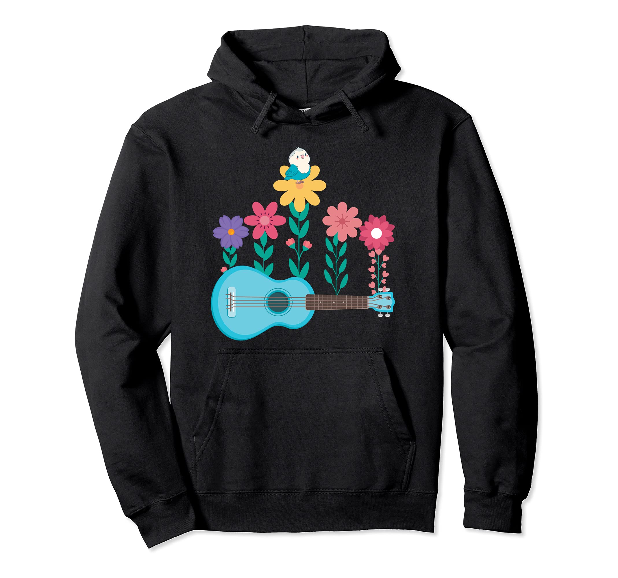 Flowers Ukulele Hawaiian Musician Acoustic Hawaii Uke Guitar Pullover Hoodie
