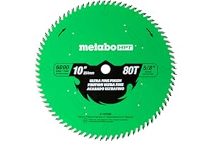 Metabo HPT 10-Inch Miter Saw/Table Saw Blade, Ultra Fine Finish, 80-Tooth, 5/8-Inch Arbor, Industrial High Performance Tungst