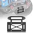 EYOUHZ Universal Winch Mount License Plate Frame Compatible with 10" Hawse Fairlead, Front License Holder Bracket Relocation, Bumper Winch Mounting, Fits Most Off-Road Cars, Trucks and SUVs