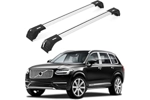 ERKUL Roof Rack Cross Bars for Volvo XC90 2016-2025 | Aluminum Crossbars with Anti Theft Lock for Rooftop | Compatible with Flush Rails - Silver