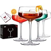 JBHO Martini Glasses, Crystal Coupe Glasses Set of 4, 10 Oz, Large and Fancy Cocktail Glasses, Hand-Blown Champagne Coupe Glasses for Espresso Martini, Manhattan as Bar Glassware or Mother's Day Gift