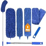 Kelursien Extendable Feather Duster 6-Piece Cleaning Kit 100 Inch Pole
