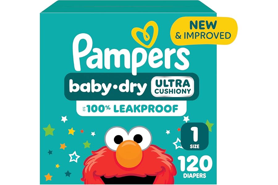 Pampers Diapers - Baby Dry - Size 1, 120 Count, Absorbent Disposable Infant Diaper (Packaging May Vary)