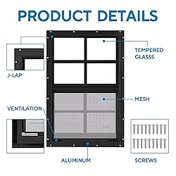 2 Pack 14" x 21" Black Shed Window with Tempered