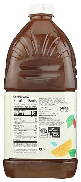 365 BY WHOLE FOODS MARKET, ORGANIC LEMONADE & BLACK TEA BLEND, 64 FL OZ