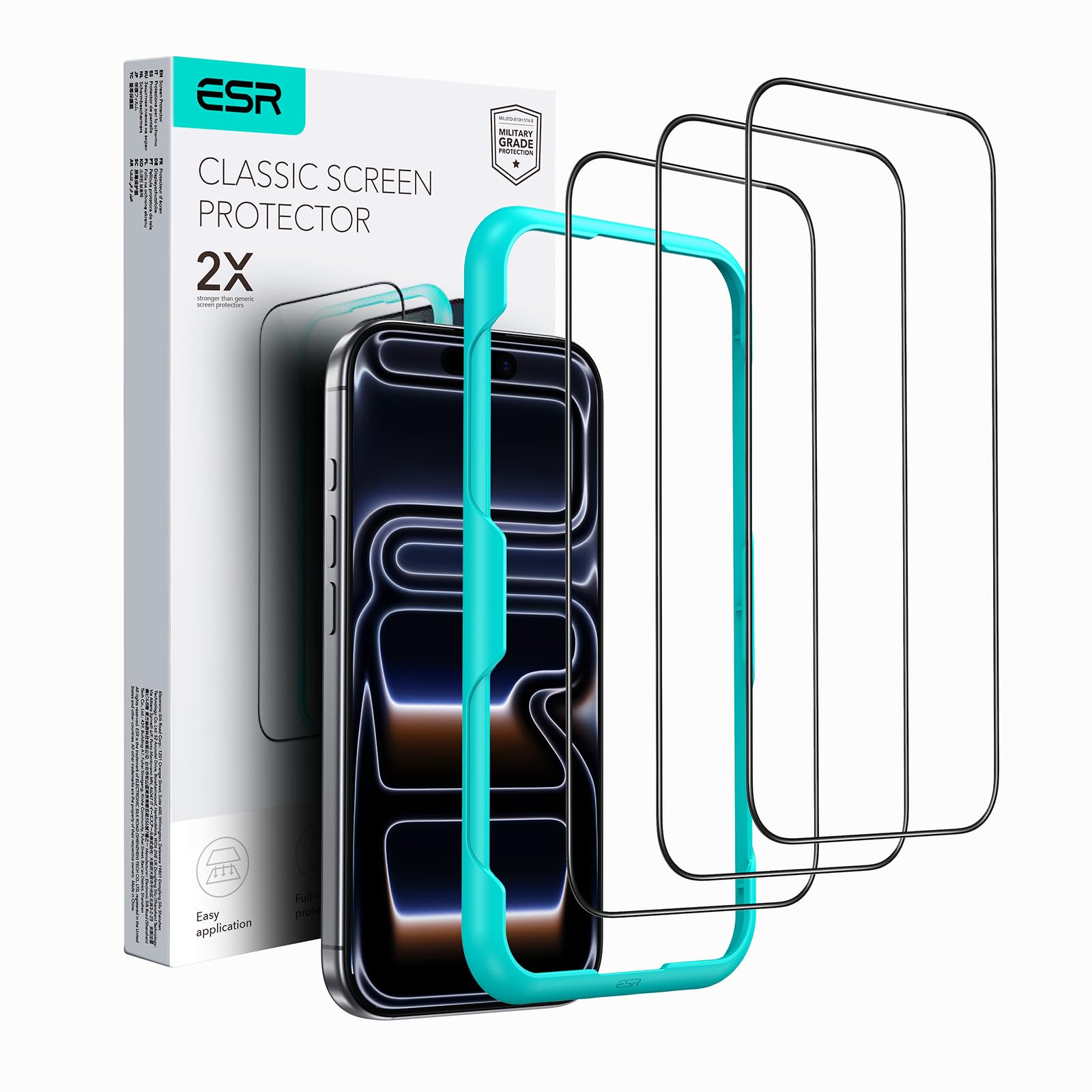 Photo 1 of ESR 3 Pack for iPhone 17 Pro Screen Protector, [9H Hardness] [Military Grade Shatterproof] Full Coverage Tempered Glass Film with Easy Installation Tool, HD Clear, Scratch Resistant