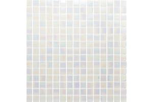 URBN.DESIGN URBN Contemporary Pearl White Iridescent Glass Mosaic Tile for Indoor and Outdoor - Single Sheet (13 inches x 13 inches, 1.15 SQ FT)