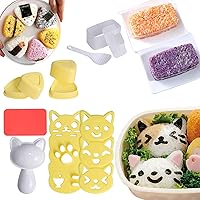 3 Style Onigiri Mold Cute Cat Rice Ball Molds, Triangle Rice Mold and Musubi Mold Sushi Molds for Kids Cute Bento Box…