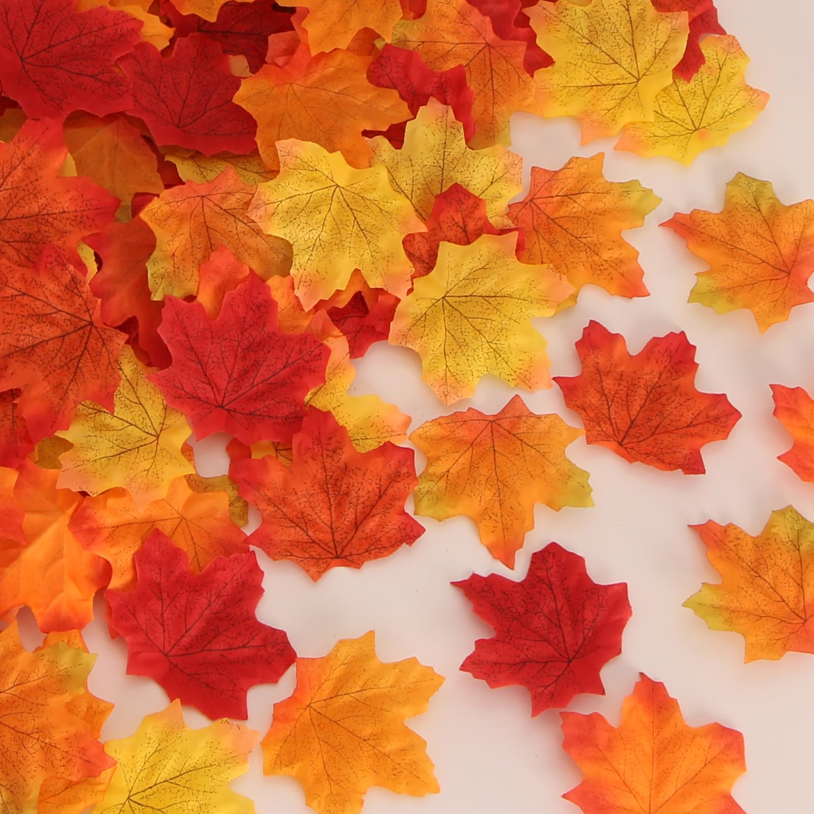 Photo 1 of 300 Pcs Fake Fall Leaves 6 Colors Artificial Autumn Maple Decor for Thanksgiving Decorations?Wedding Party,Festival Events
